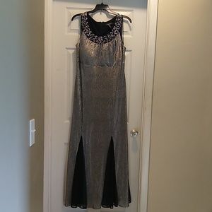 R&M Richards silver shimmer mermaid gown